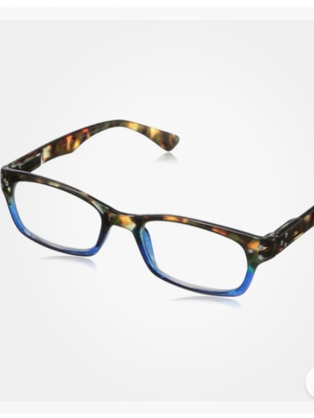 Blue Tortoiseshell Rectangle Reading Glasses